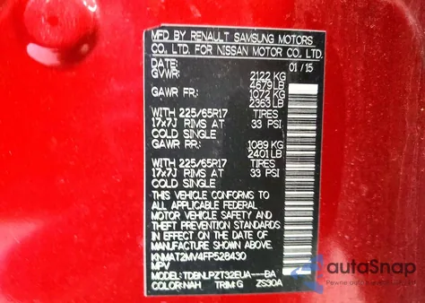 2015 Nissan Rogue S from USA, damaged, VIN KNMAT2MV4FP528430